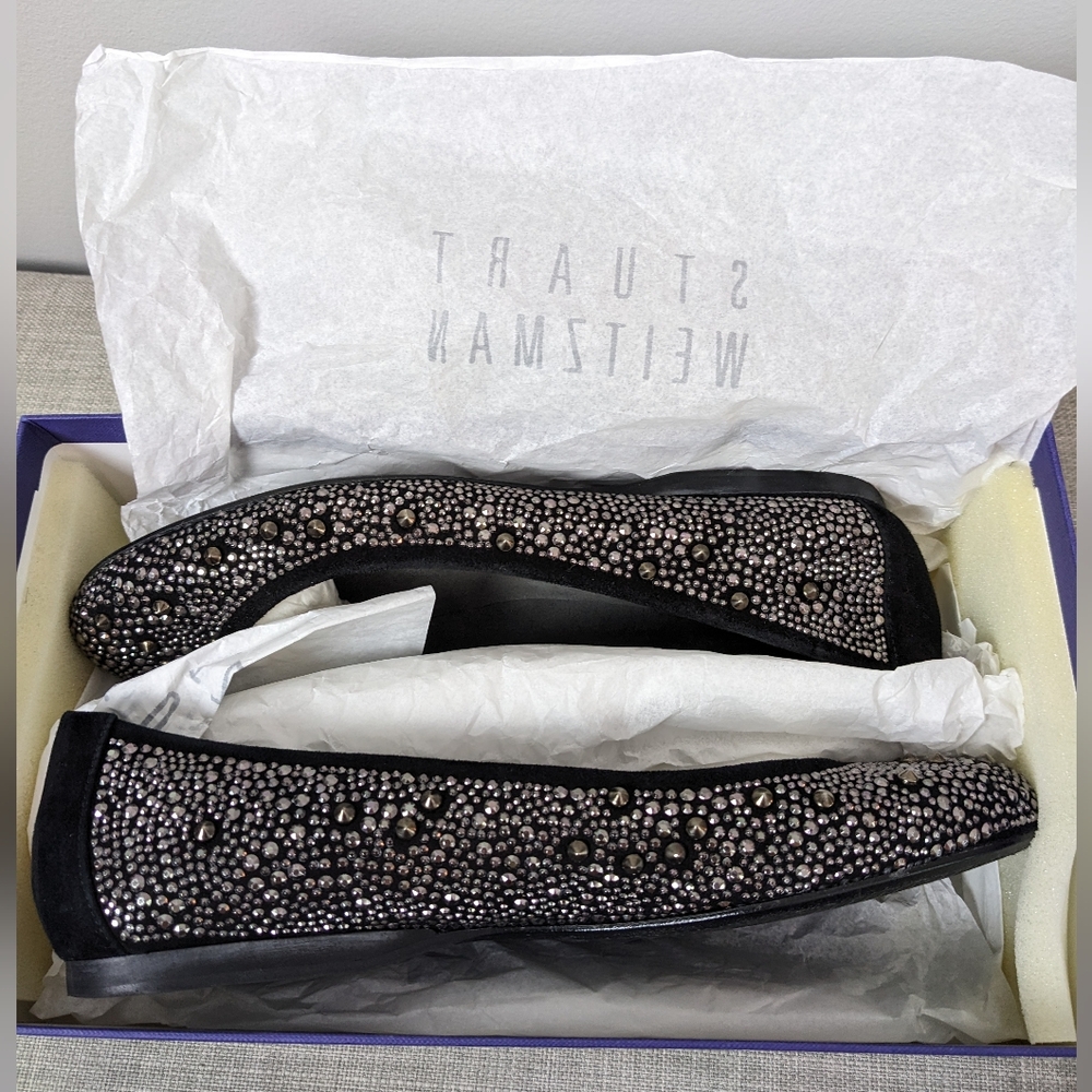 NIB, Stuart Weitzman Nubeads, Suede flats, Size 8M - Picture 9 of 14